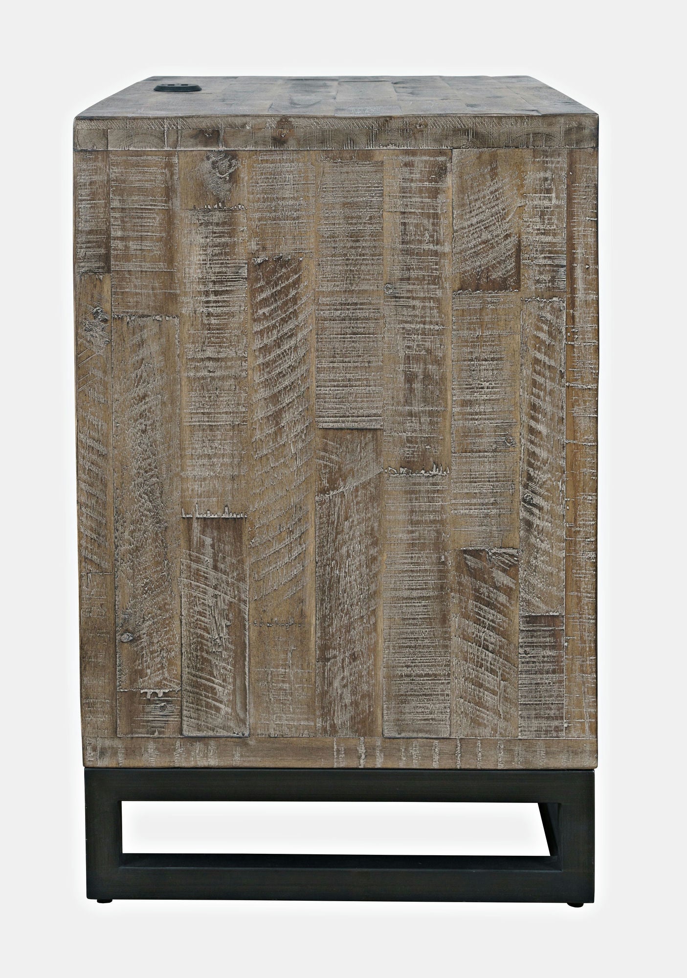 East Hampton Modern Coastal 25" Distressed Acacia Nightstand with USB Charging