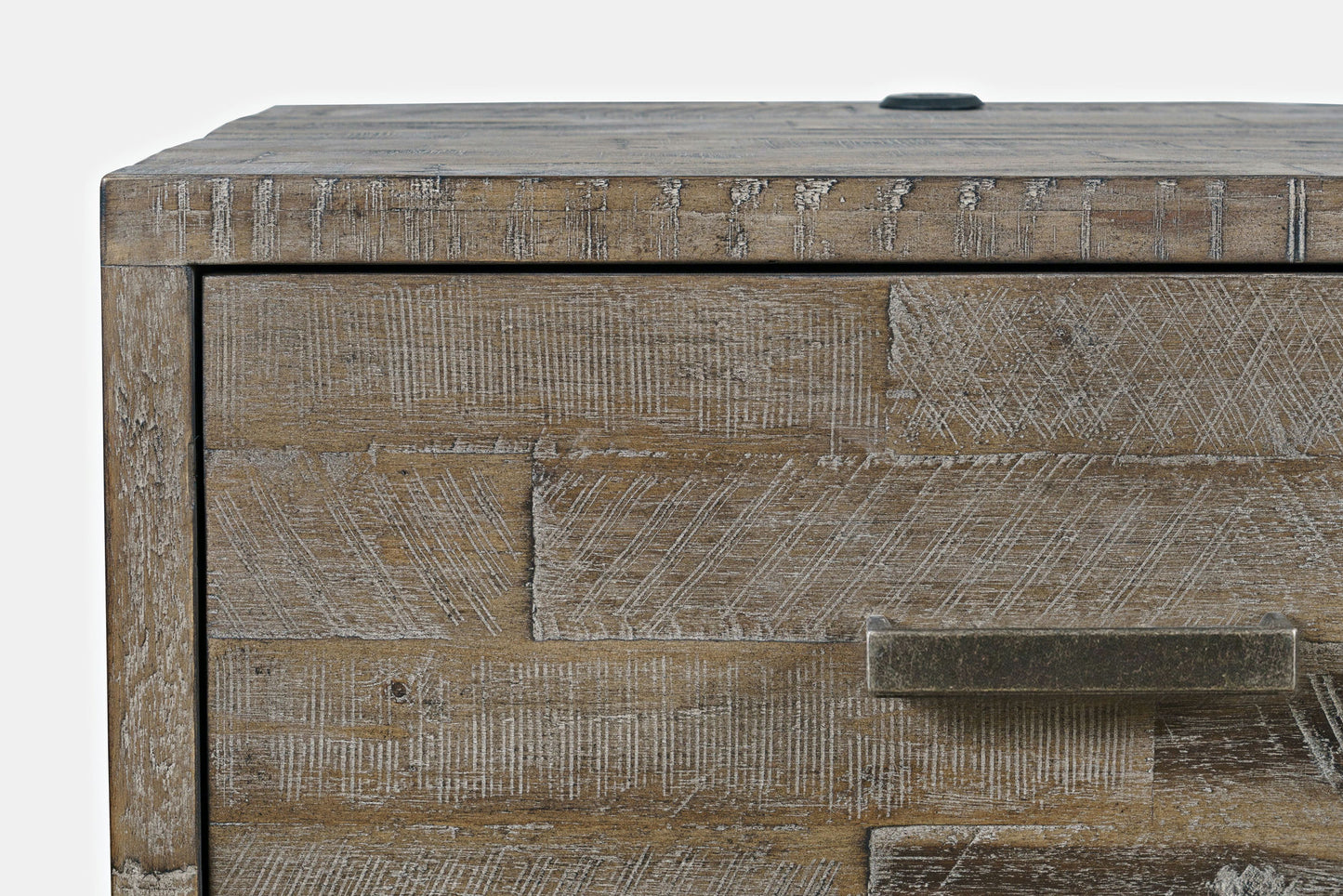 East Hampton Modern Coastal 25" Distressed Acacia Nightstand with USB Charging