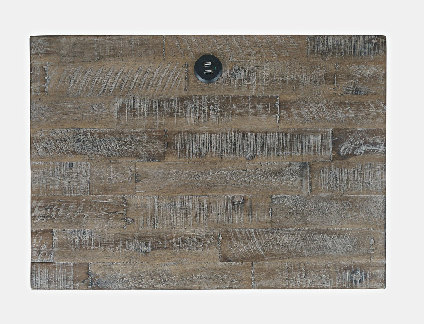 East Hampton Modern Coastal 25" Distressed Acacia Nightstand with USB Charging