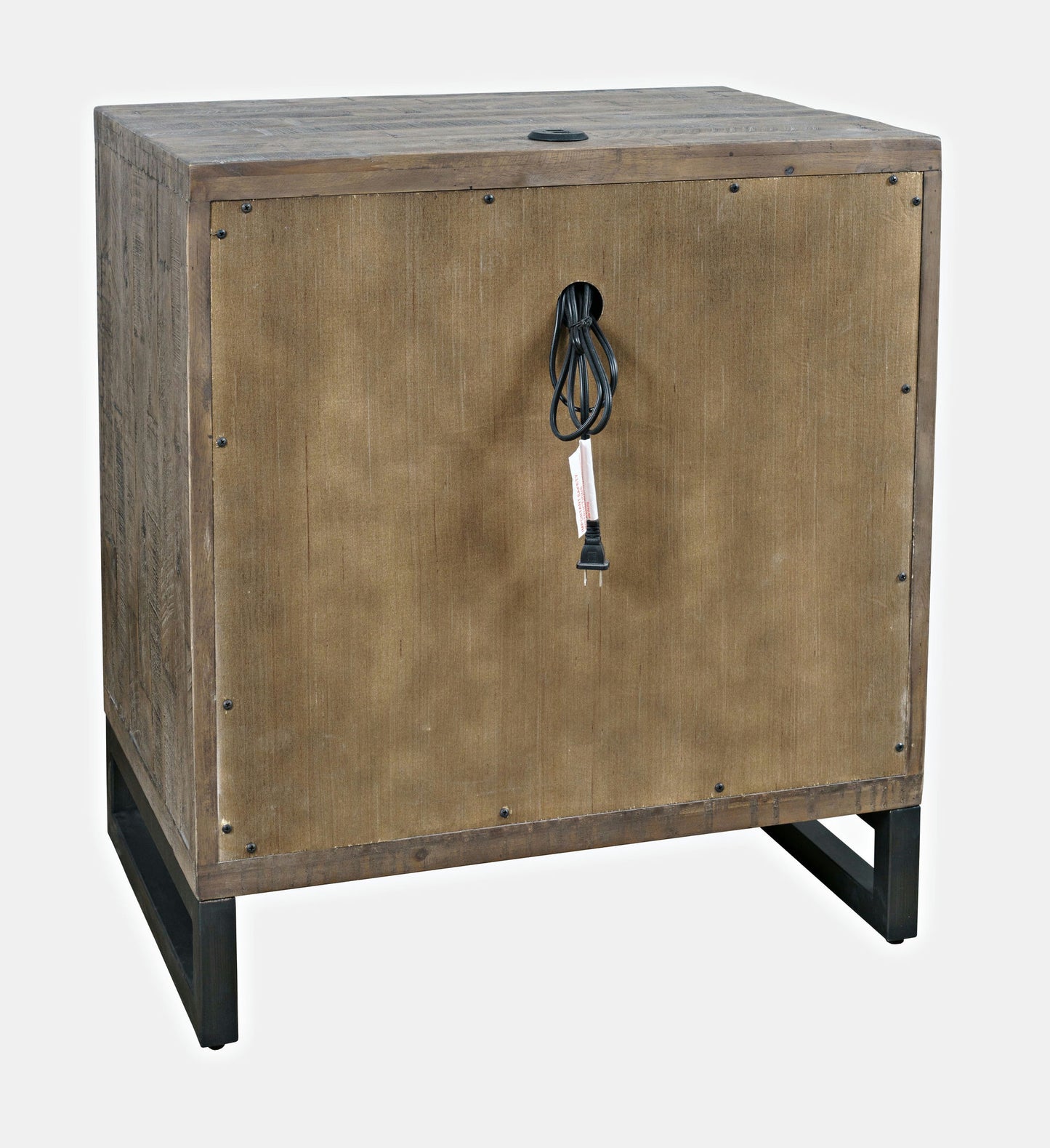East Hampton Modern Coastal 25" Distressed Acacia Nightstand with USB Charging