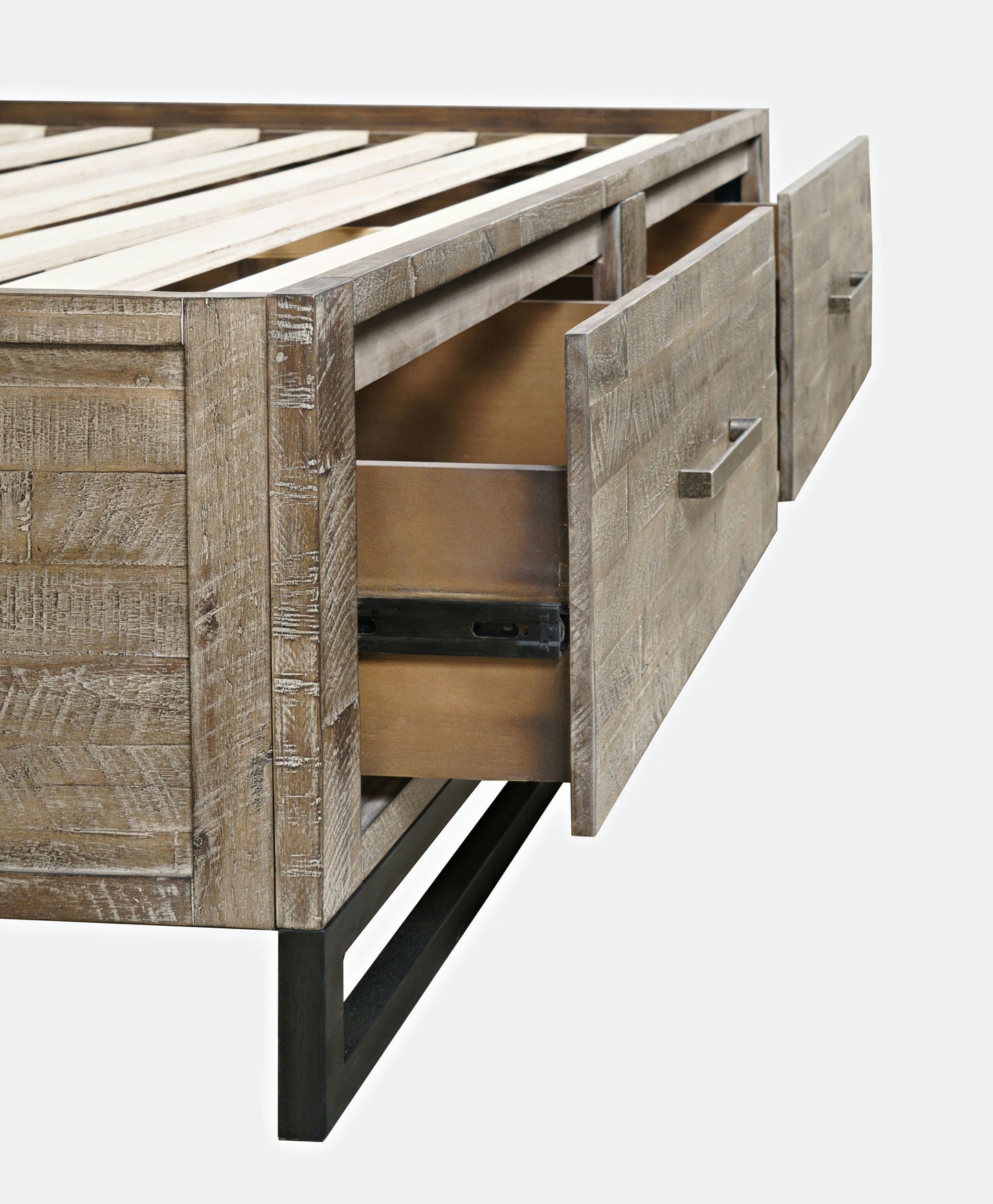 East Hampton Modern Coastal Distressed King Storage Bed with Drawers