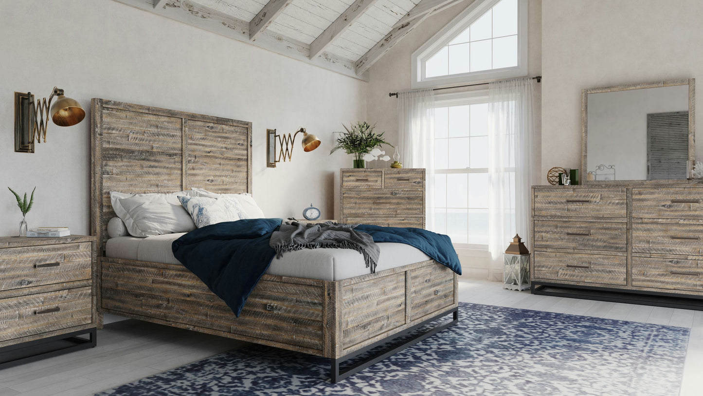East Hampton Modern Coastal Distressed Queen Panel Bed