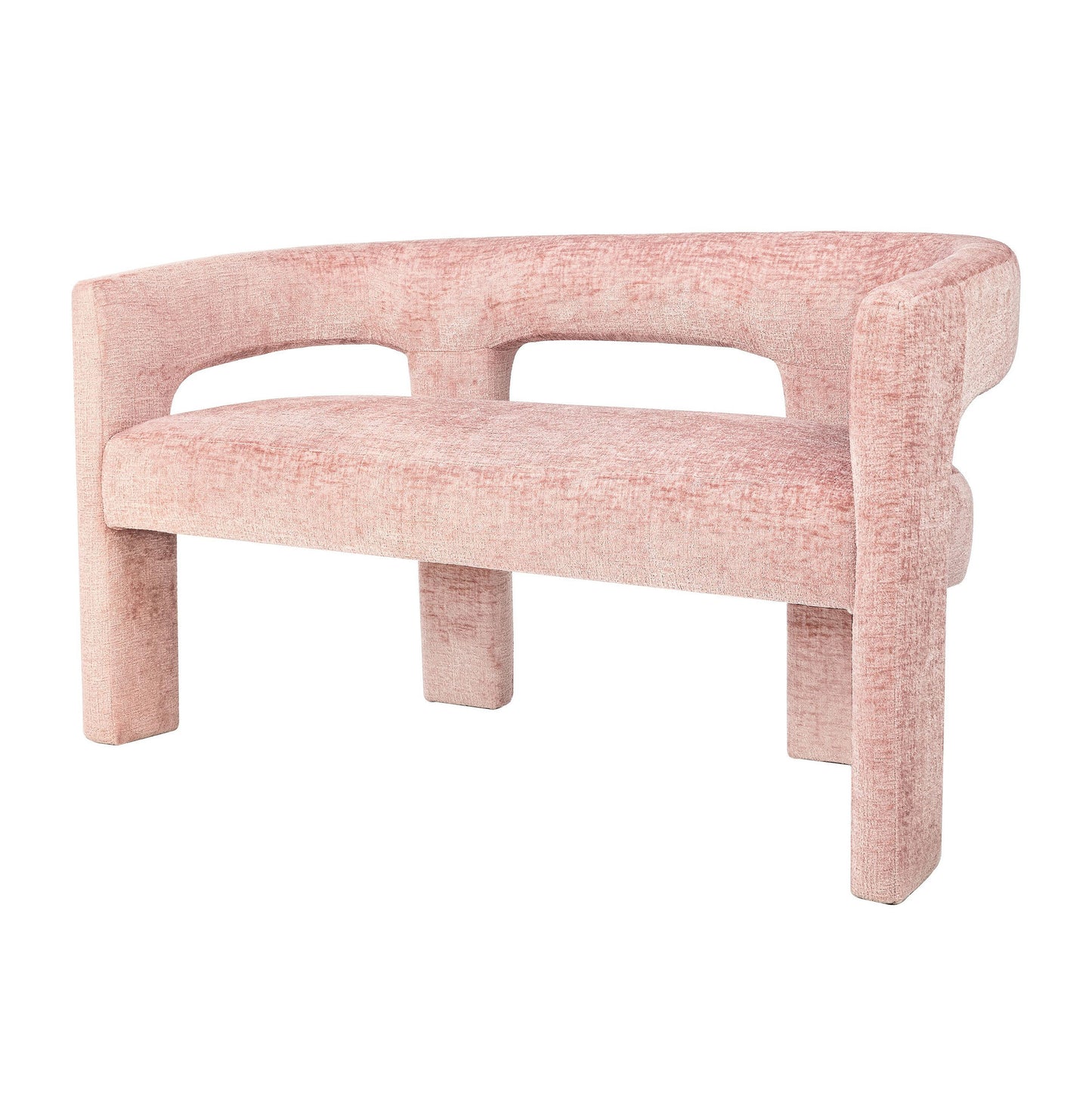 Gwen Modern Luxury Jacquard Fabric Upholstered Sculpture Bench - Pink