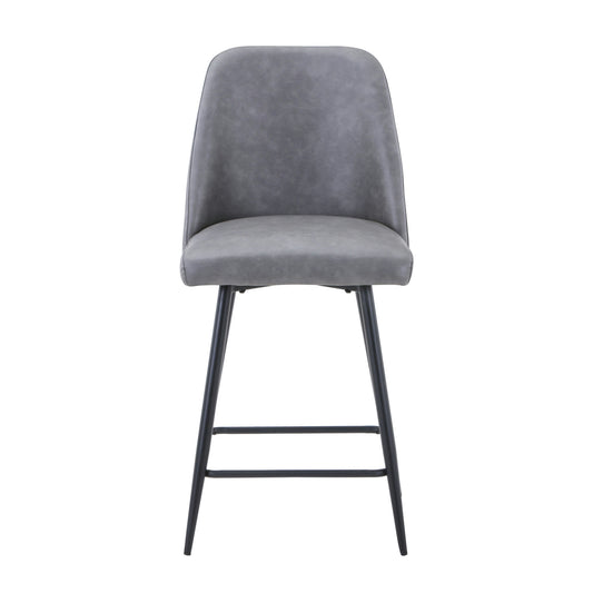 Maddox Faux Leather Upholstered Counter Height Barstool (Set of 2) - Grey