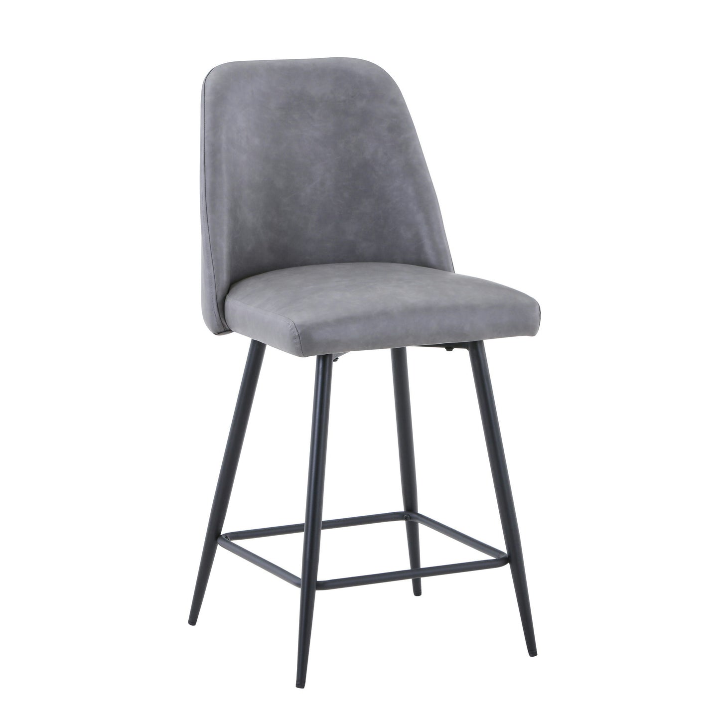 Maddox Faux Leather Upholstered Counter Height Barstool (Set of 2) - Grey