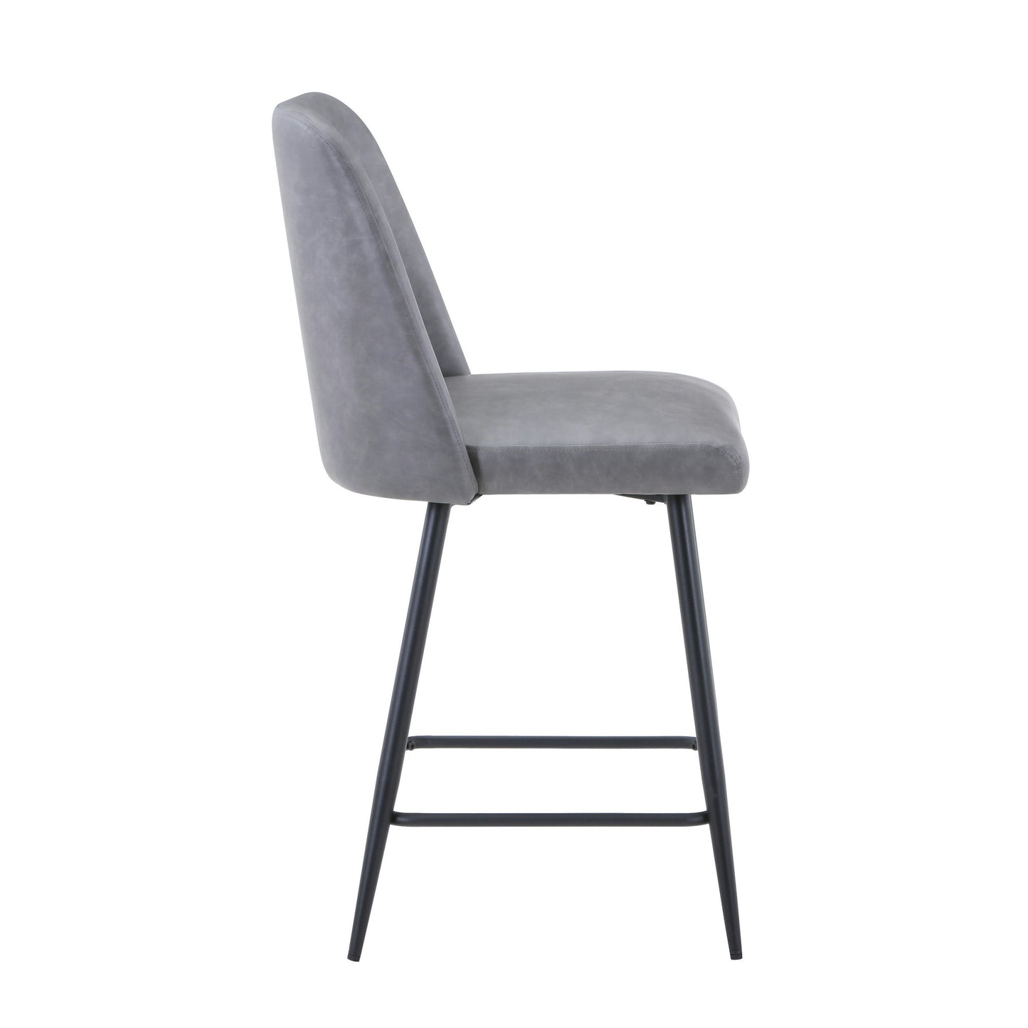 Maddox Faux Leather Upholstered Counter Height Barstool (Set of 2) - Grey