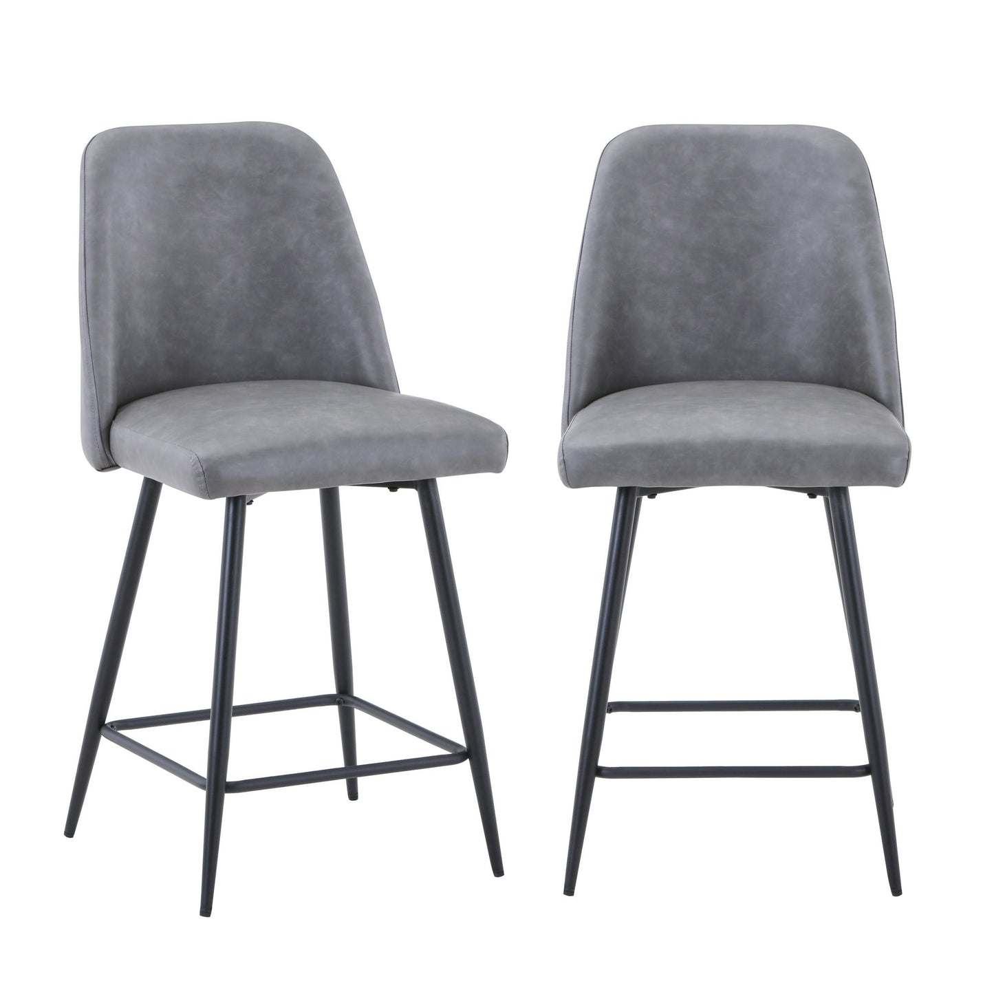 Maddox Faux Leather Upholstered Counter Height Barstool (Set of 2) - Grey