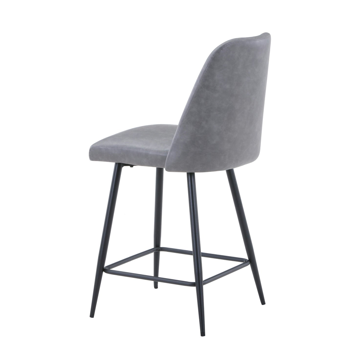 Maddox Faux Leather Upholstered Counter Height Barstool (Set of 2) - Grey