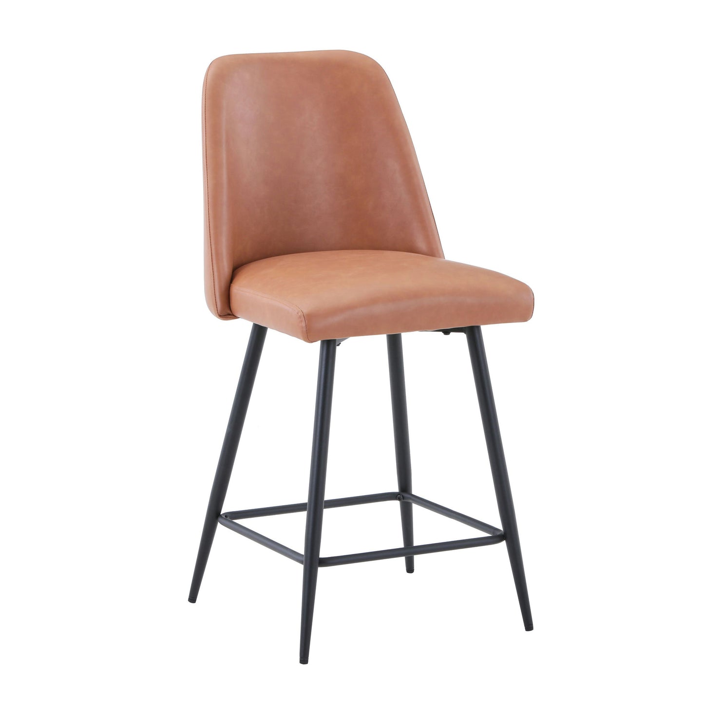 Maddox Faux Leather Upholstered Counter Height Barstool (Set of 2) - Light Brown