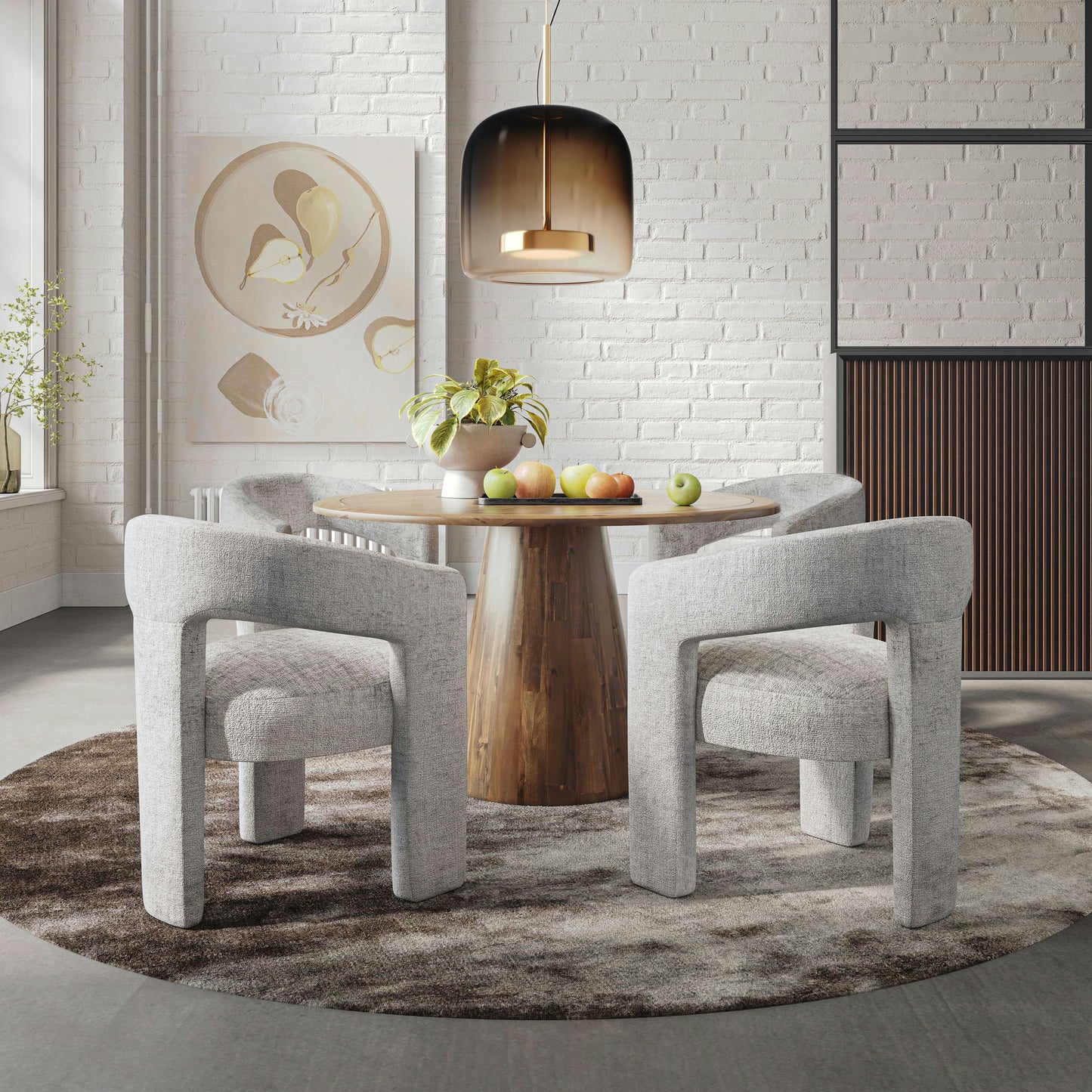 Gwen Luxury Five Piece Dining Set with Upholstered Chairs - Grey