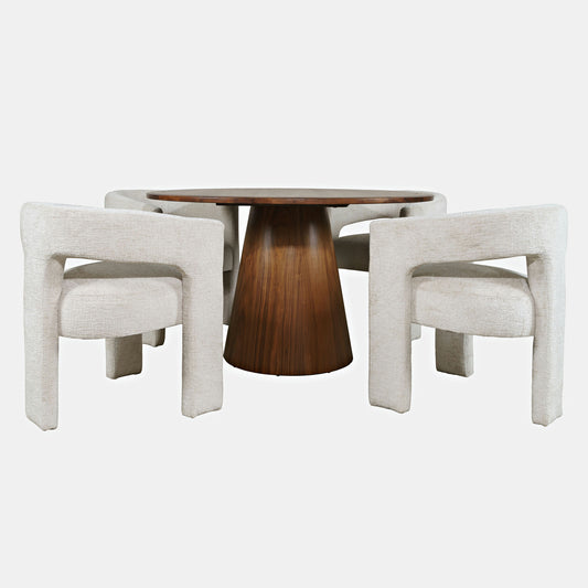 Gwen Luxury Five Piece Dining Set with Upholstered Chairs - Natural