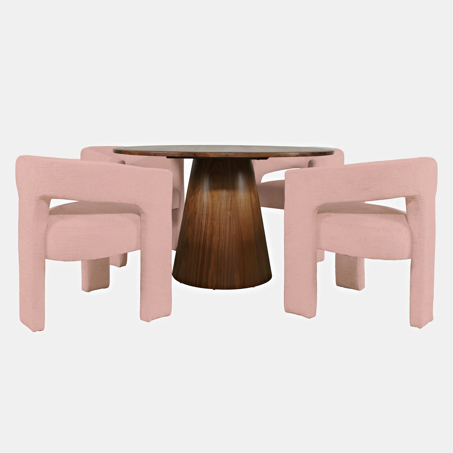 Gwen Luxury Five Piece Dining Set with Upholstered Chairs - Pink