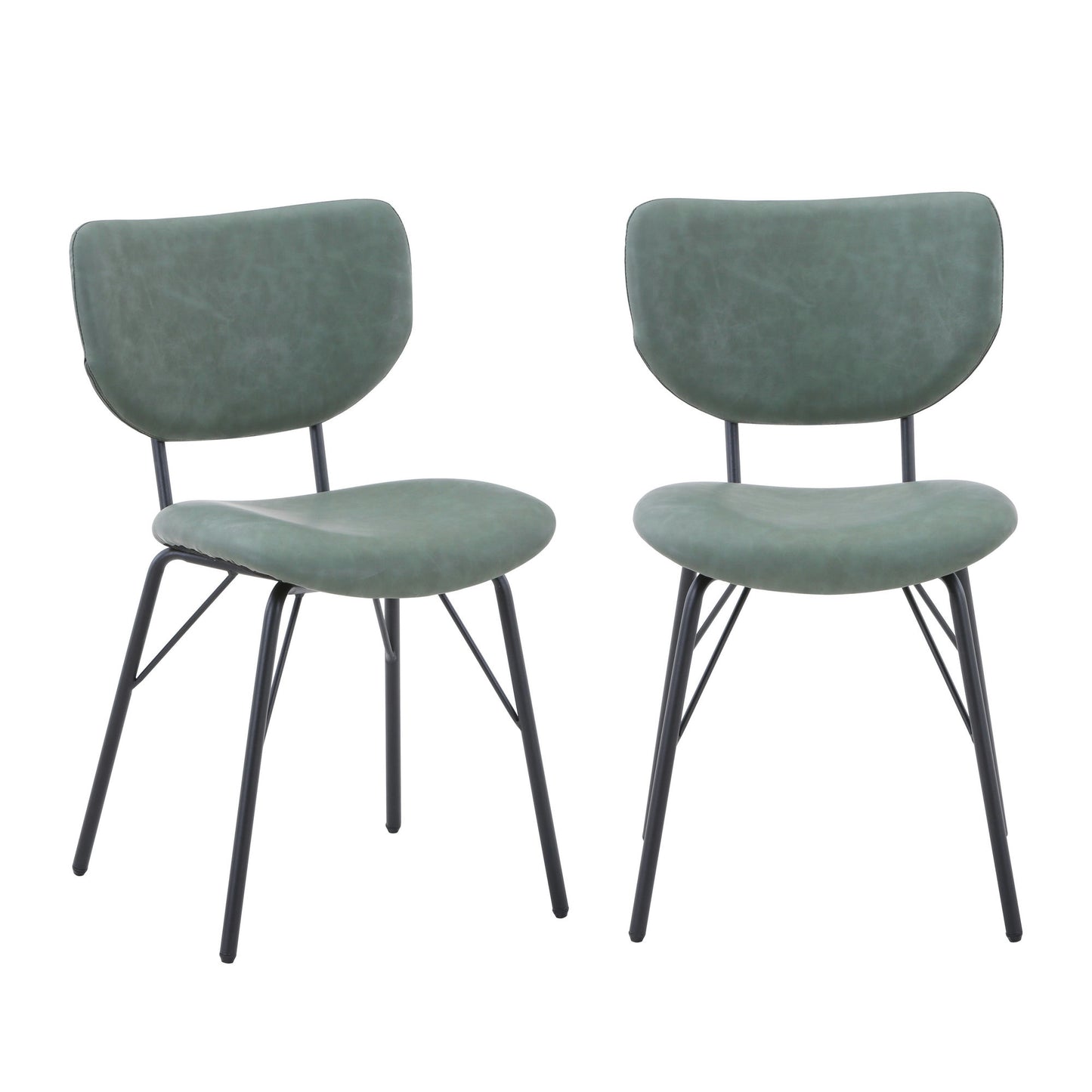 Owen Modern Faux Leather Split-Back Upholstered Dining Chair (Set of 2) - Jade
