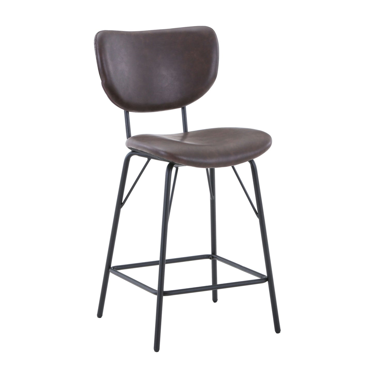 Owen Faux Leather Split-Back Counter Height Barstool (Set of 2) - Dark Brown