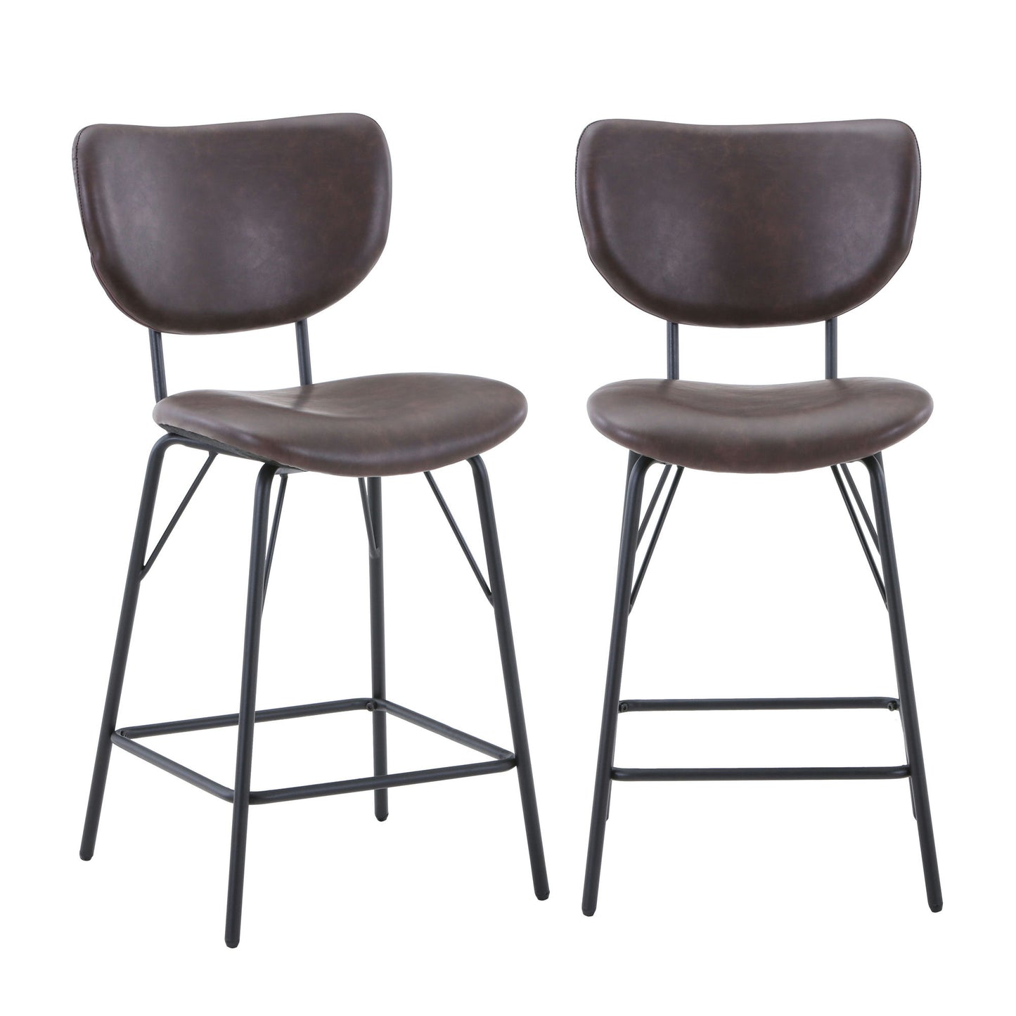 Owen Faux Leather Split-Back Counter Height Barstool (Set of 2) - Dark Brown