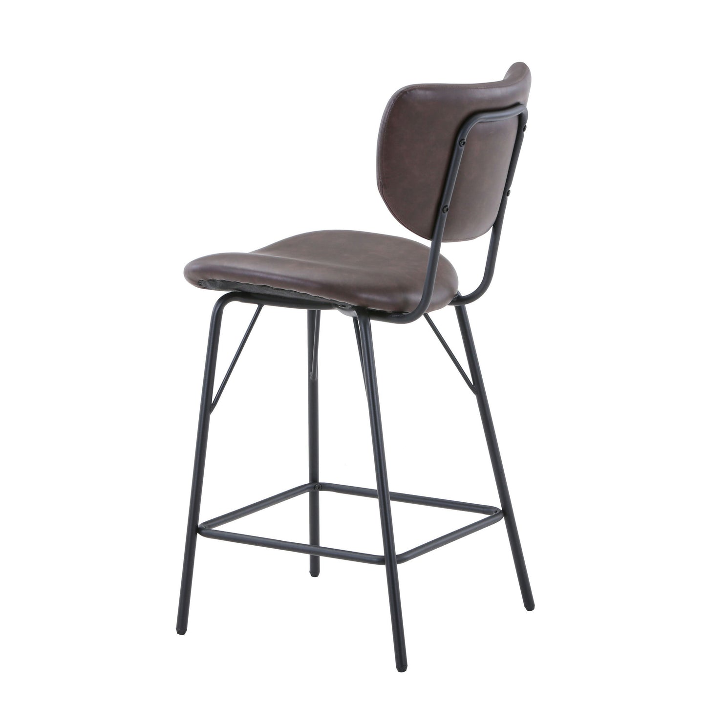 Owen Faux Leather Split-Back Counter Height Barstool (Set of 2) - Dark Brown