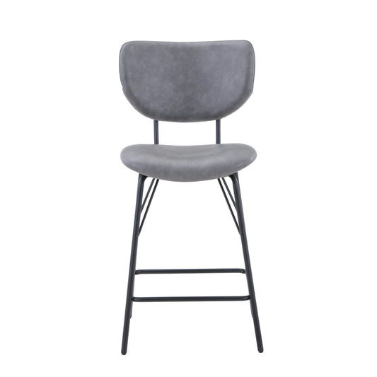 Owen Faux Leather Upholstered Counter Height Barstool (Set of 2) - Grey