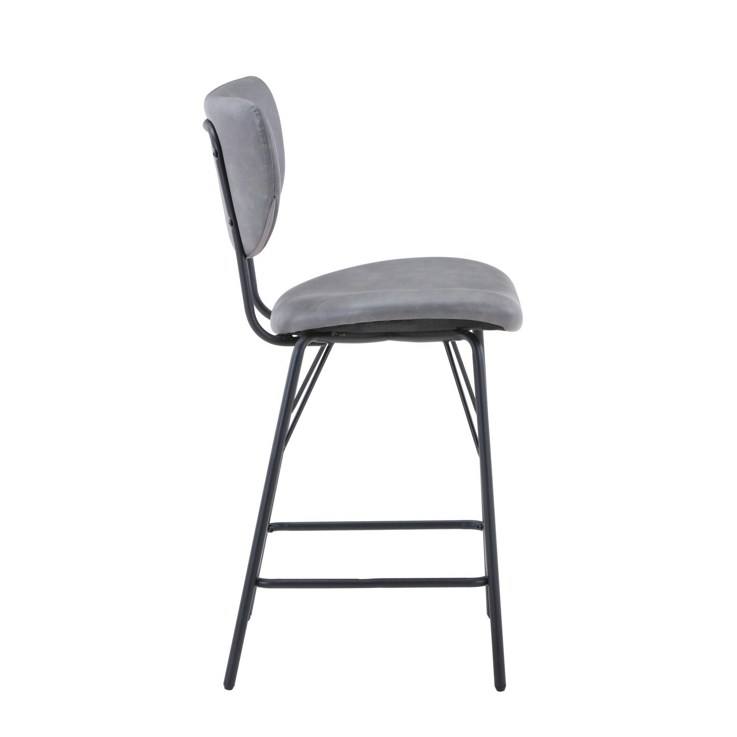 Owen Faux Leather Upholstered Counter Height Barstool (Set of 2) - Grey