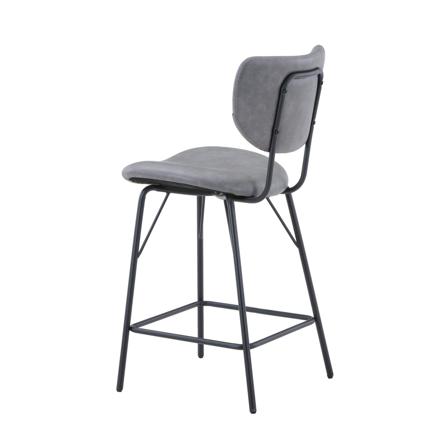 Owen Faux Leather Upholstered Counter Height Barstool (Set of 2) - Grey