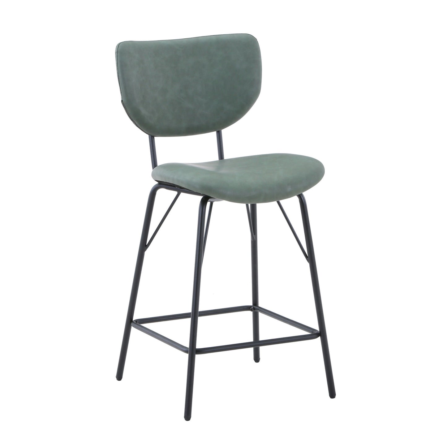 Owen Faux Leather Split-Back Counter Height Barstool (Set of 2) - Jade