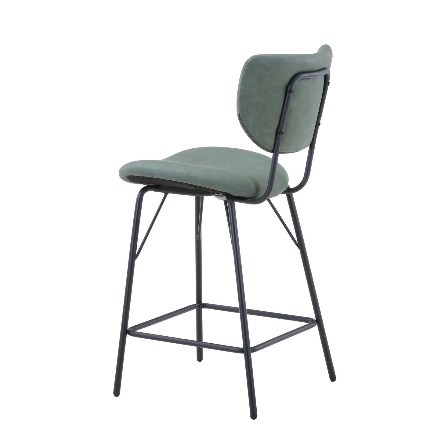 Owen Faux Leather Split-Back Counter Height Barstool (Set of 2) - Jade