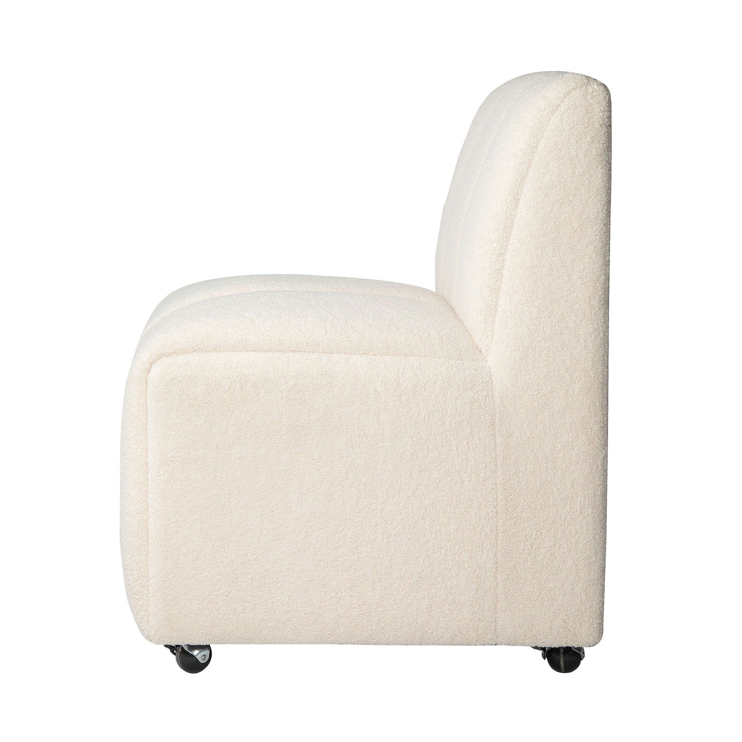 Tess Contemporary Ivory Boucle Upholstered Dining Chair with Wheels (Set of 2)