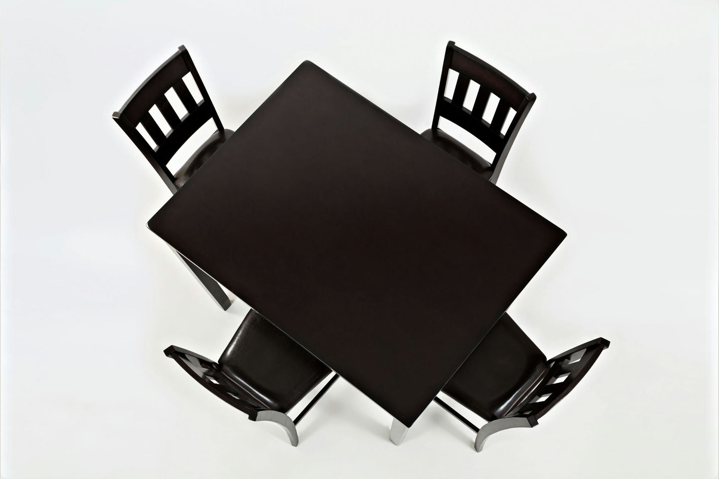 Dark Rustic Prairie Counter Height Table and Four Faux Leather Stools