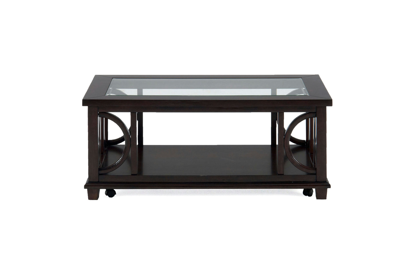 Panama Brown Contemporary Wood and Glass Coffee Table