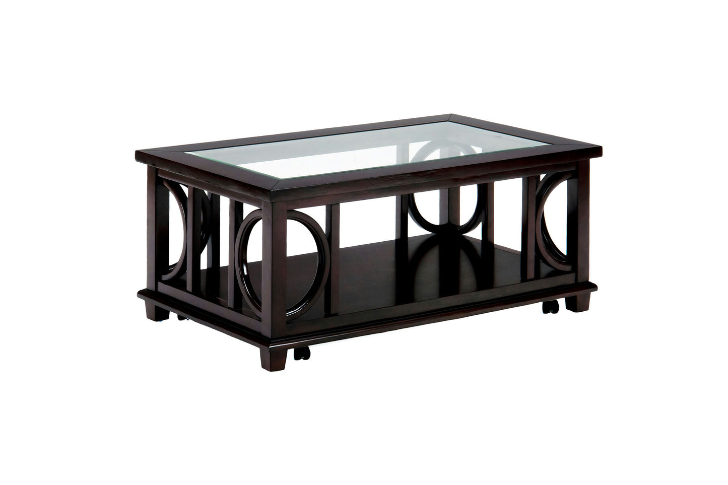 Panama Brown Contemporary Wood and Glass Coffee Table