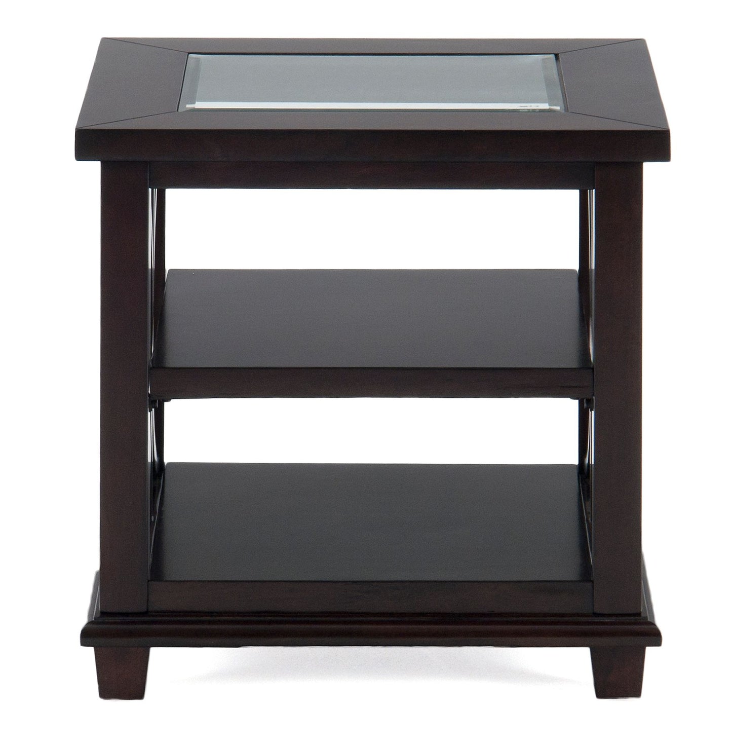 Panama Brown Contemporary Wood and Glass End Table