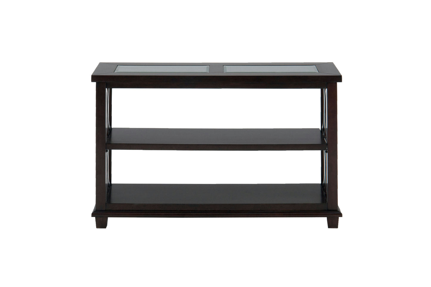 Panama Brown Contemporary Wood and Glass Sofa Table