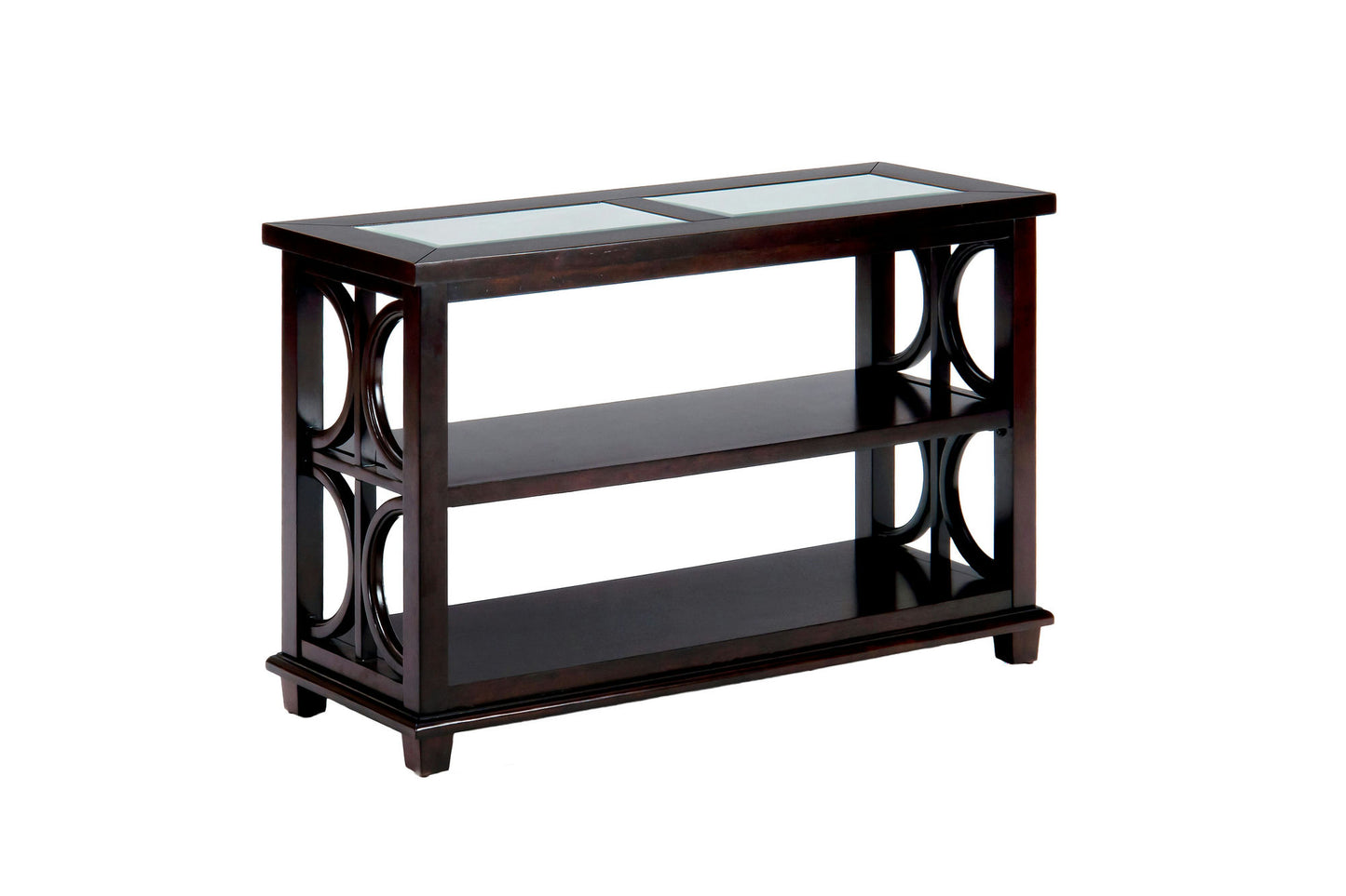 Panama Brown Contemporary Wood and Glass Sofa Table