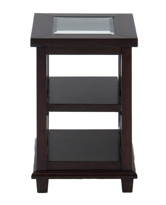 Panama Brown Contemporary Wood and Glass Small End Table