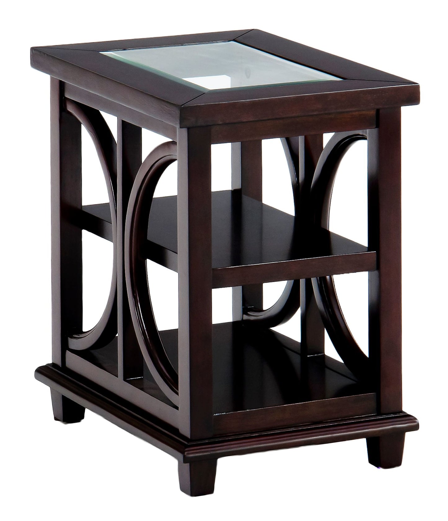 Panama Brown Contemporary Wood and Glass Small End Table