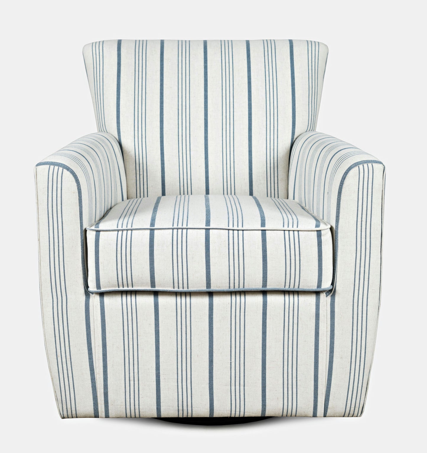 Blakely Blue Stripe Contemporary Swivel Accent Chair