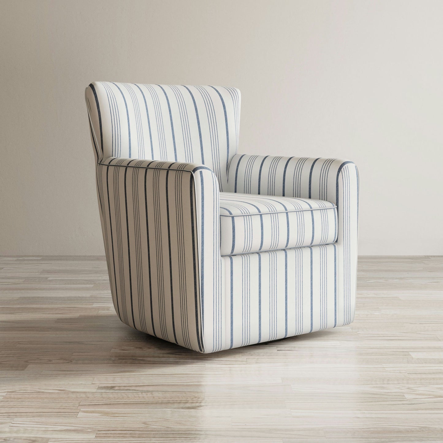 Blakely Blue Stripe Contemporary Swivel Accent Chair