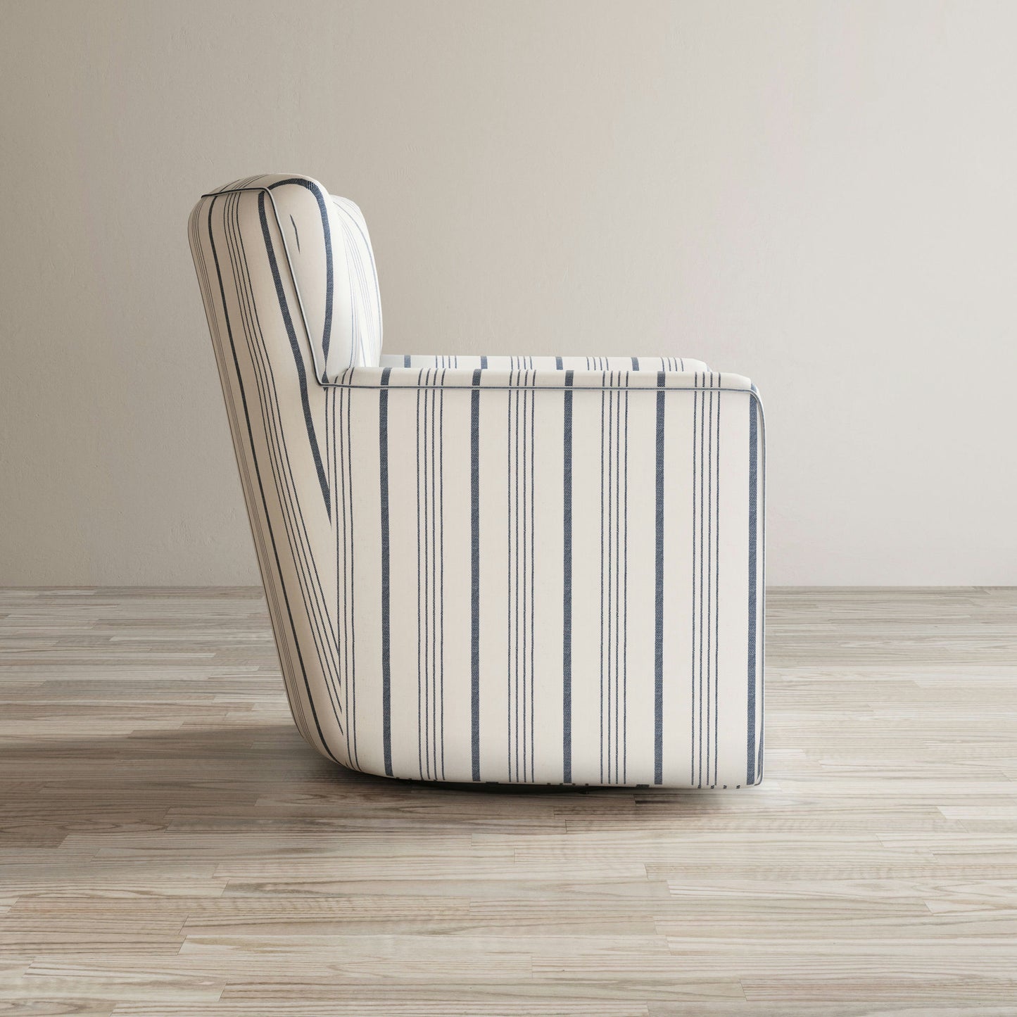 Blakely Blue Stripe Contemporary Swivel Accent Chair