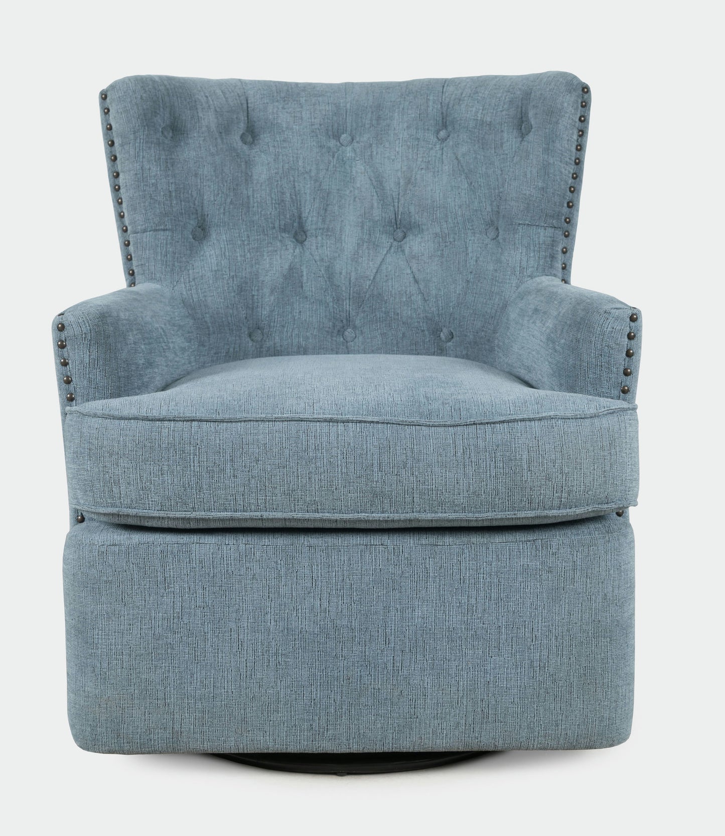 Bryson Transitional Upholstered Swivel Chair with Nailhead Trim - Blue