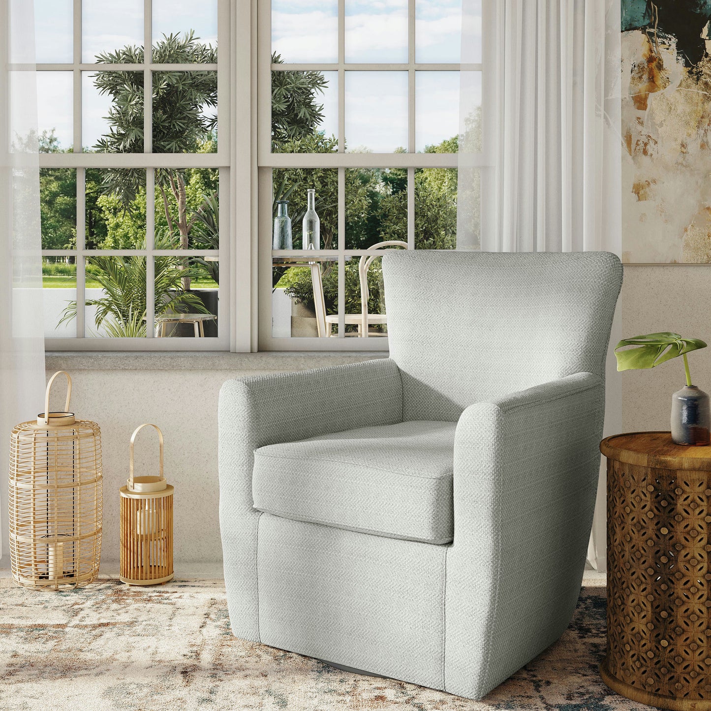 Harper Classic Traditional Swivel Accent Chair - Cloud