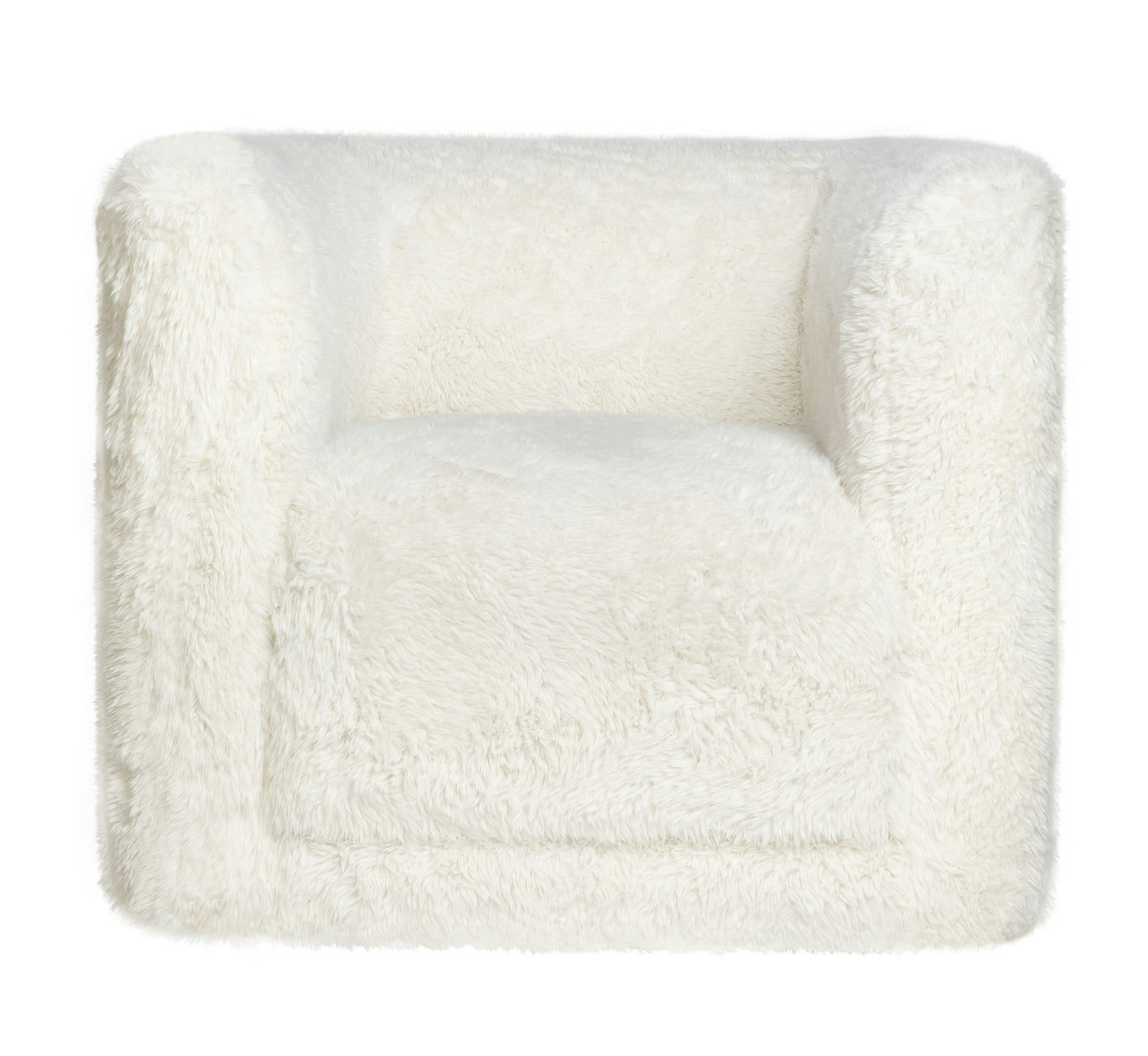 Huggy Luxury Plush Faux Fur Upholstered Swivel Accent Chair - Natural