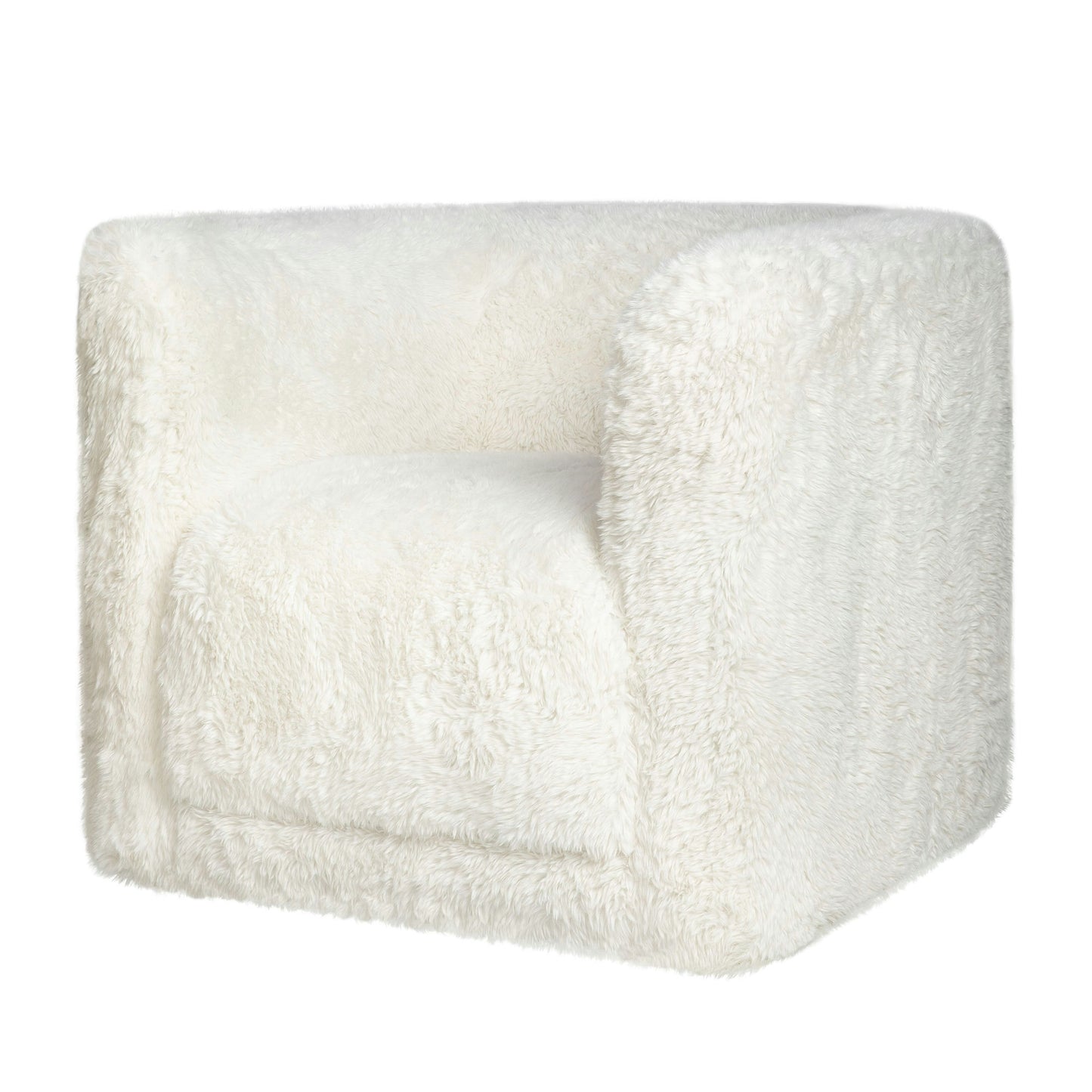 Huggy Luxury Plush Faux Fur Upholstered Swivel Accent Chair - Natural