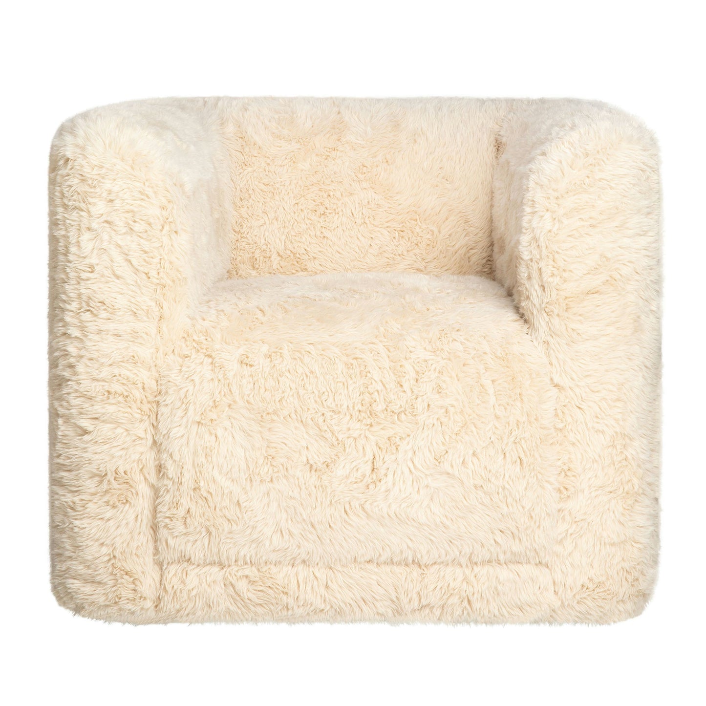 Huggy Luxury Plush Faux Fur Upholstered Swivel Accent Chair - Sand