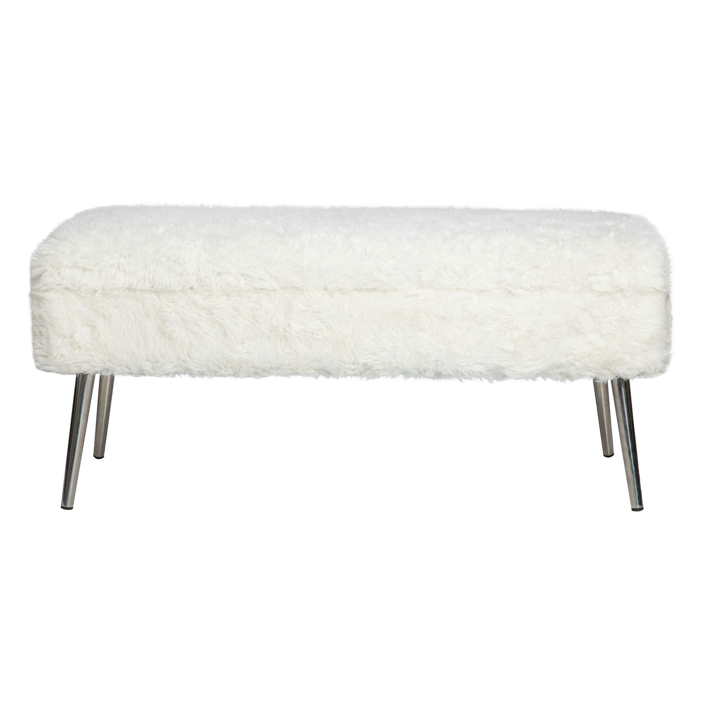 Huggy Luxury Plush Faux Fur Upholstered Storage Bench - Natural