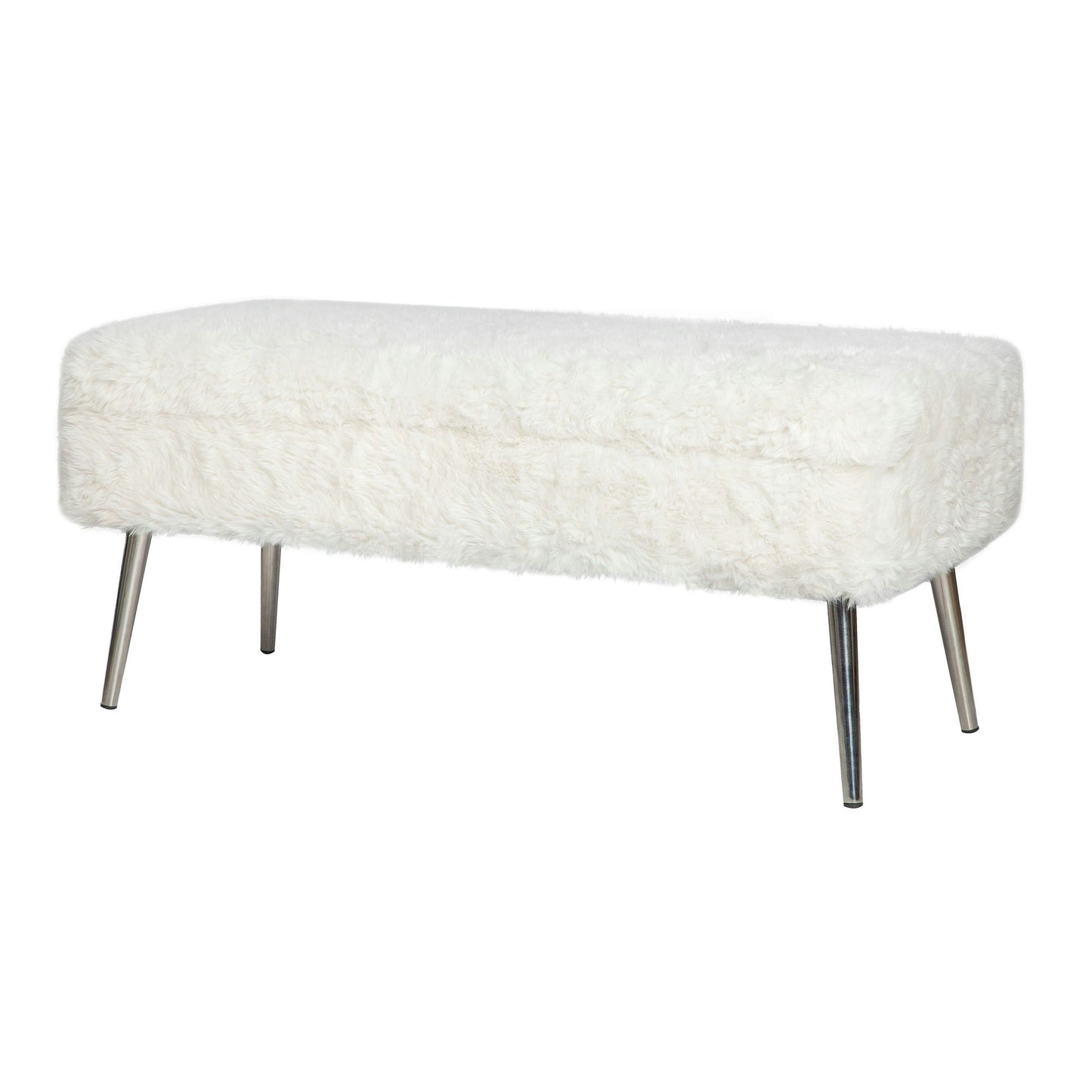 Huggy Luxury Plush Faux Fur Upholstered Storage Bench - Natural