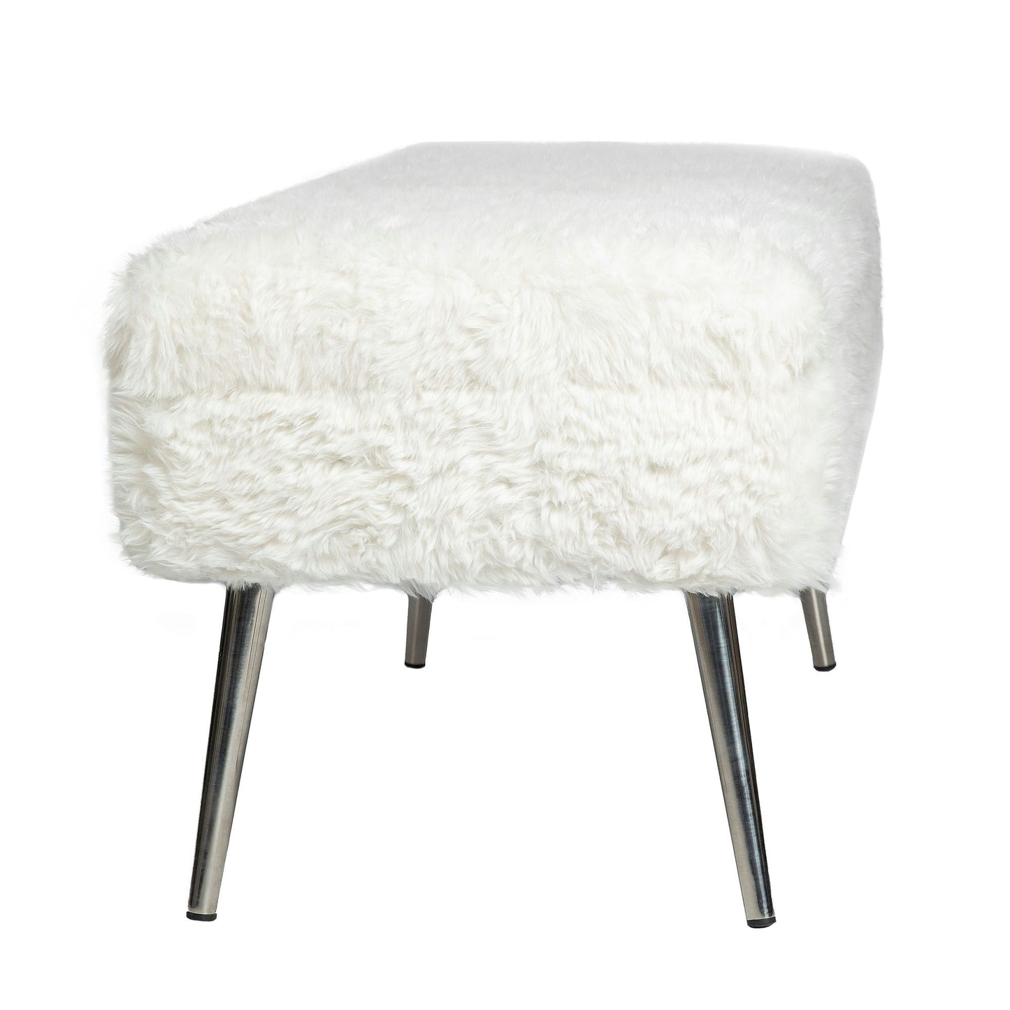 Huggy Luxury Plush Faux Fur Upholstered Storage Bench - Natural