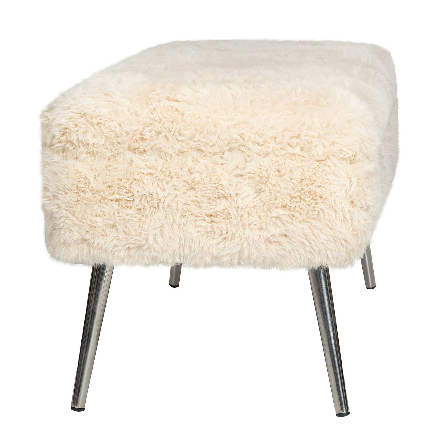 Huggy Luxury Plush Faux Fur Upholstered Storage Bench - Sand