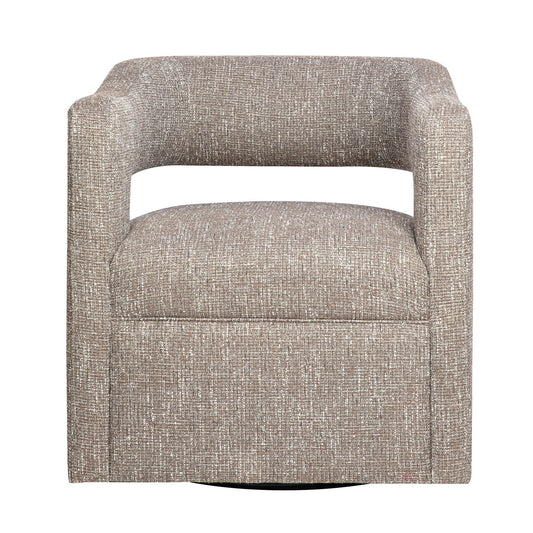 Lexy Modern Sculpted Curved Upholstered Swivel Accent Chair - Chocolate