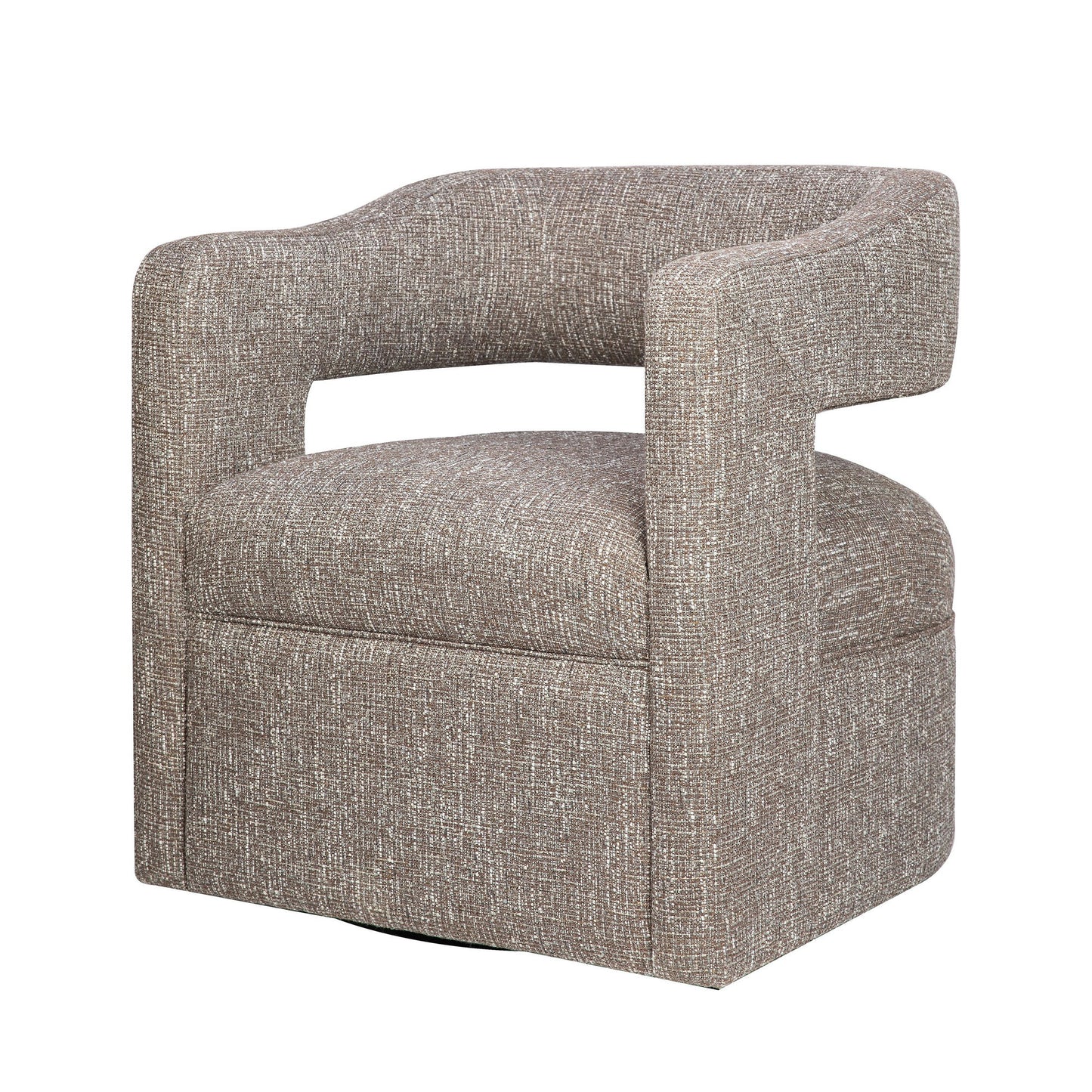 Lexy Modern Sculpted Curved Upholstered Swivel Accent Chair - Chocolate