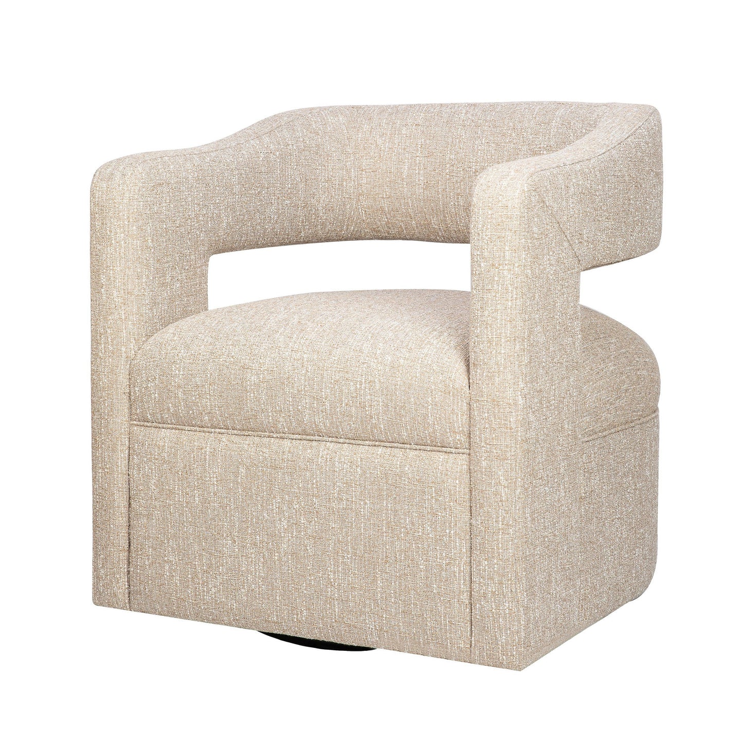 Lexy Modern Sculpted Curved Upholstered Swivel Accent Chair - Natural