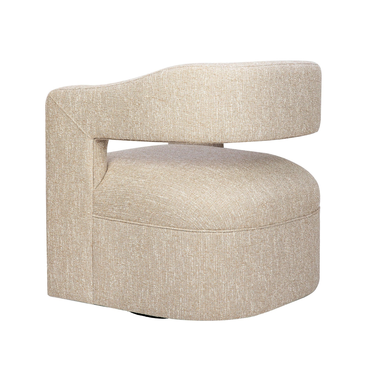 Lexy Modern Sculpted Curved Upholstered Swivel Accent Chair - Natural